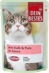 Dein Bestes Nassfutter Katze mit Kalb & Pute in Sauce