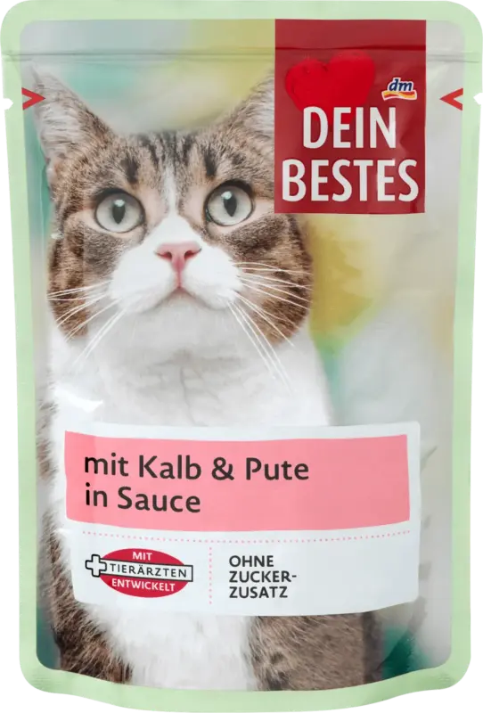 Dein Bestes Nassfutter Katze mit Kalb & Pute in Sauce