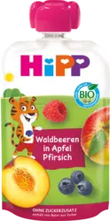 HiPP Quetschie Hippis Waldbeeren in Apfel-Pfirsich ab 1 Jahr