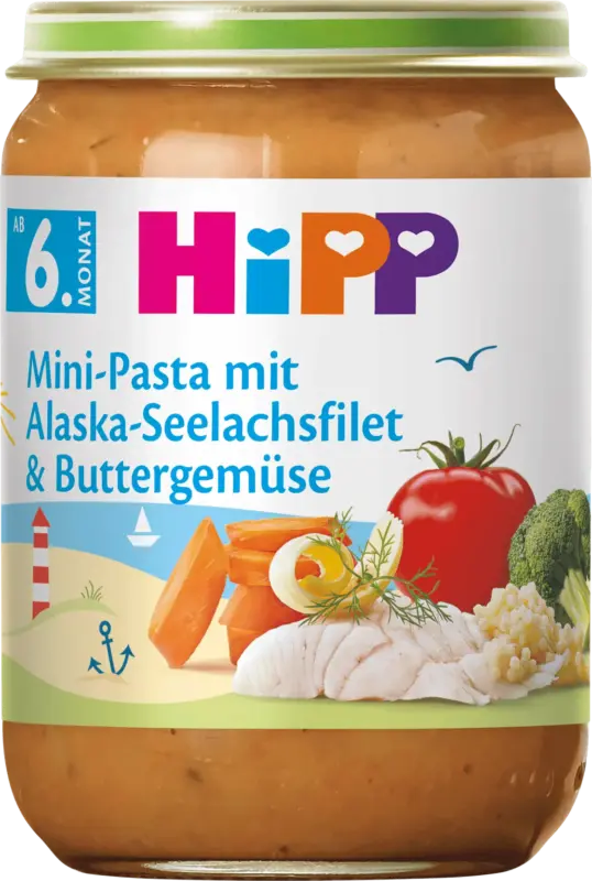 HiPP Men&uuml; Mini-Pasta mit Alaska-Seelachsfilet & Buttergem&uuml;se ab dem 6. Monat