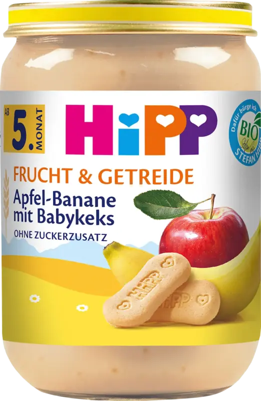 HiPP Frucht & Getreide Apfel-Banane mit Babykeks ab dem 5. Monat