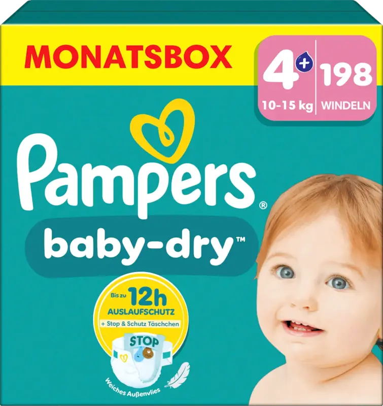 Pampers Windeln Baby Dry Gr. 4+ Maxi (10-15 kg) Monatsbox