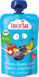 FruchtBar Quetschie Bio Pflaume, Banane, Apfel, schwarze Johannisbeere ab 6 Monaten