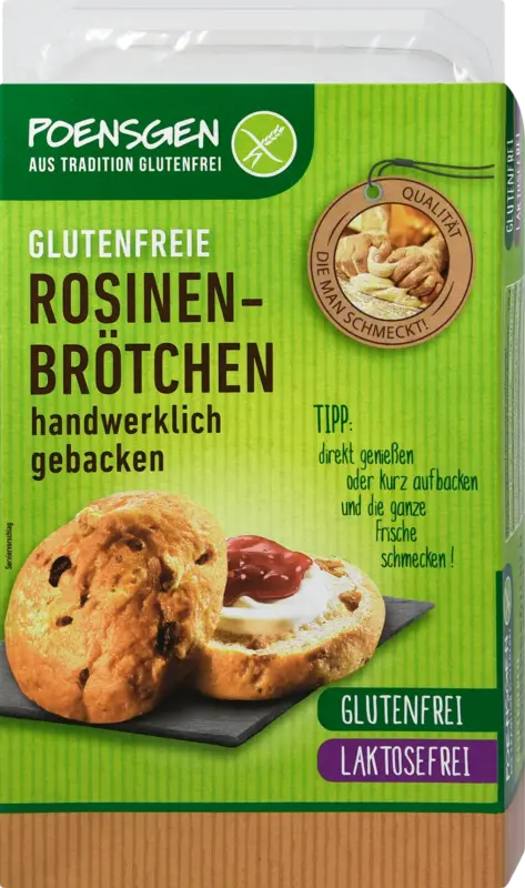 POENSGEN Br&ouml;tchen mit Rosinen glutenfrei (2 St&uuml;ck)