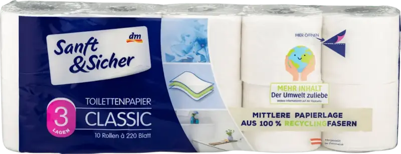 Sanft&Sicher Toilettenpapier Classic 3-lagig