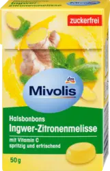 Mivolis Halsbonbons Ingwer-Zitronenmelisse zuckerfrei
