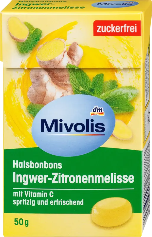 Mivolis Halsbonbons Ingwer-Zitronenmelisse zuckerfrei