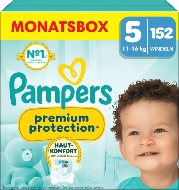 Pampers Windeln Premium Protection Gr. 5 Junior (11-16 kg) Monatsbox