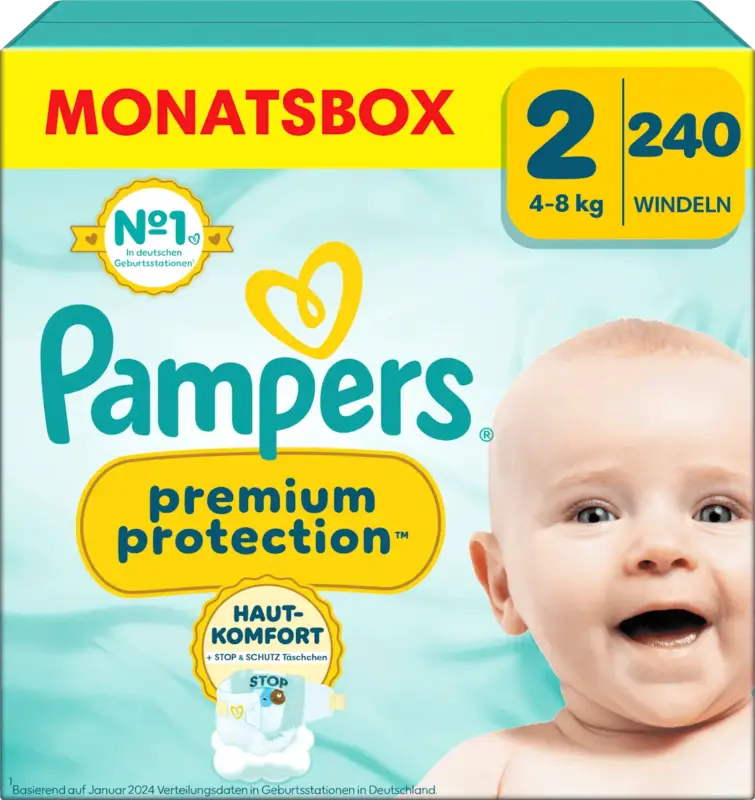 Pampers Windeln Premium Protection Gr. 2 Mini (4-8 kg) Monatsbox