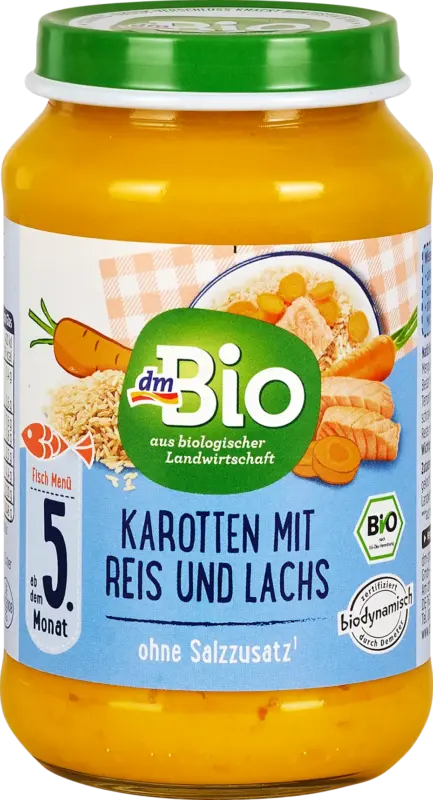 dmBio Men&uuml; Karotten mit Reis und Lachs ab dem 5. Monat