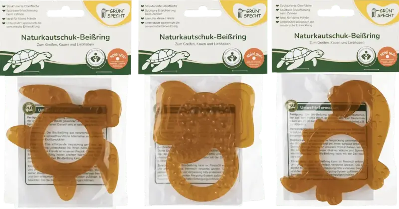 Gr&uuml;nspecht Bei&szlig;ring Naturkautschuk sortiert