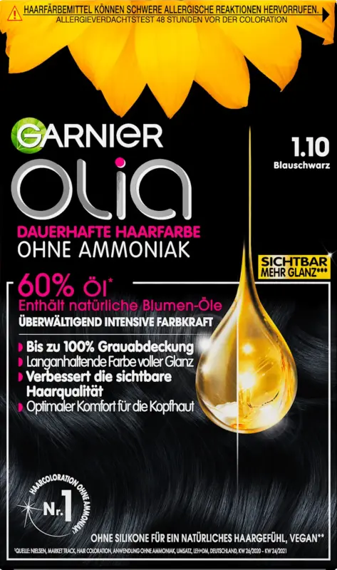 GARNIER olia dauerhafte Haarfarbe - Nr. 1.10 Blauschwarz