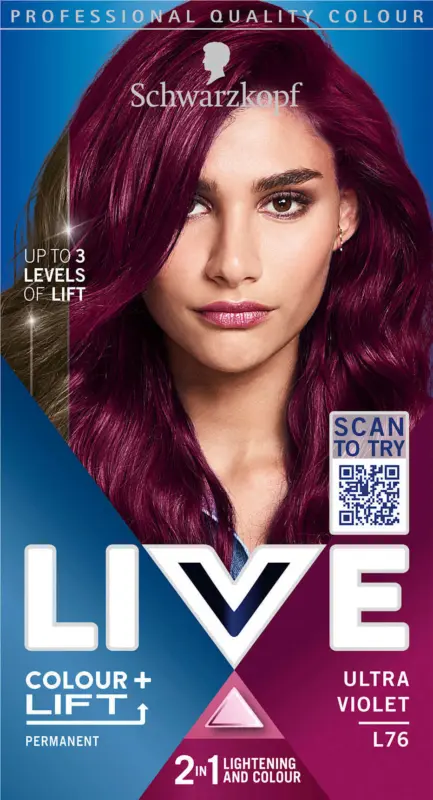 Schwarzkopf LIVE Colour + Lift Permanente Haarfarbe - Nr. L76 Ultra Violet