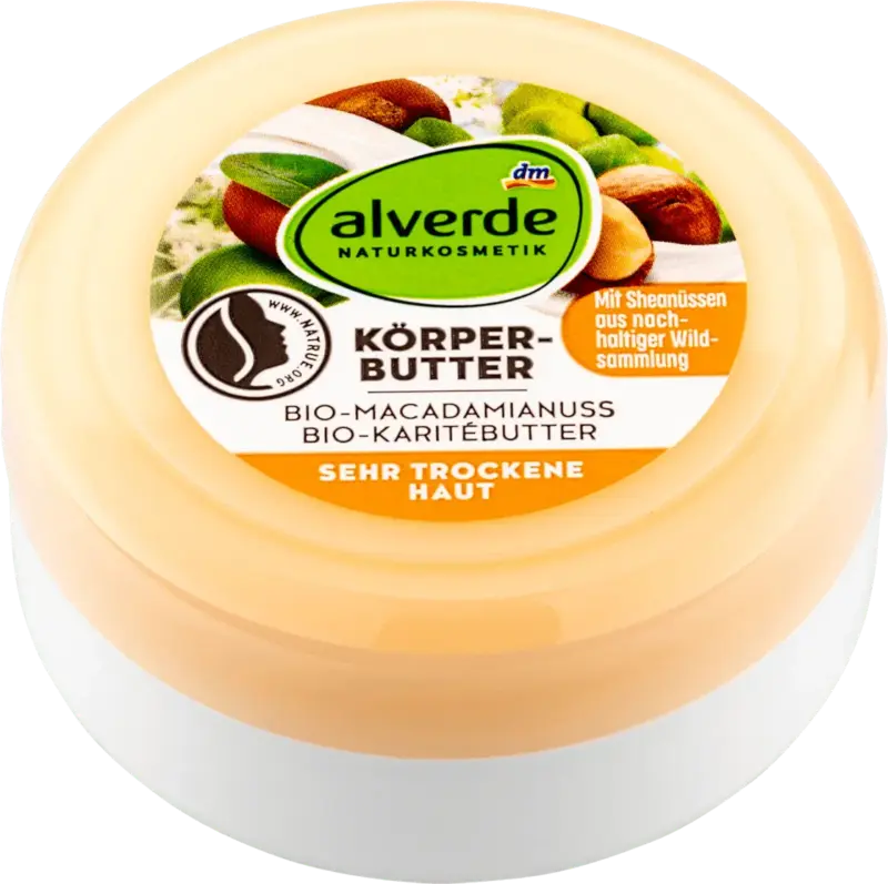 alverde NATURKOSMETIK K&ouml;rperbutter Bio-Macadamianuss Bio-Karit&egrave;butter Reisegr&ouml;&szlig;e