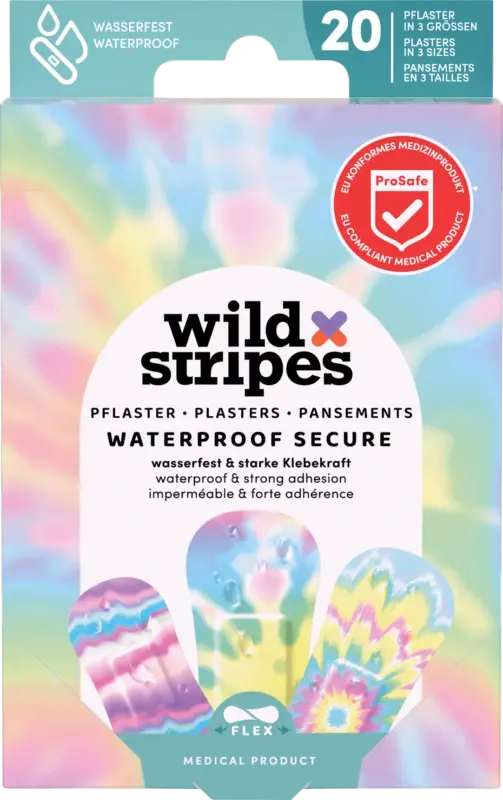 Wild Stripes Pflaster Waterproof Secure Rainbow