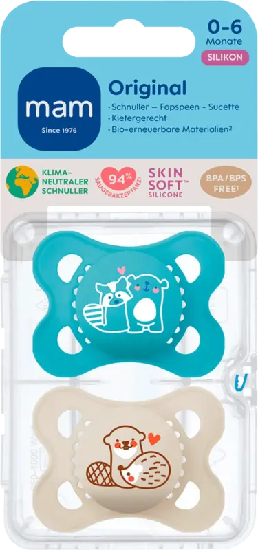 mam Schnuller Original Pure blau/beige 0-6 Monate