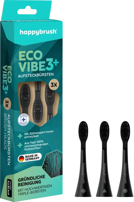 happybrush Aufsteckb&uuml;rsten Eco Vibe 3+ schwarz