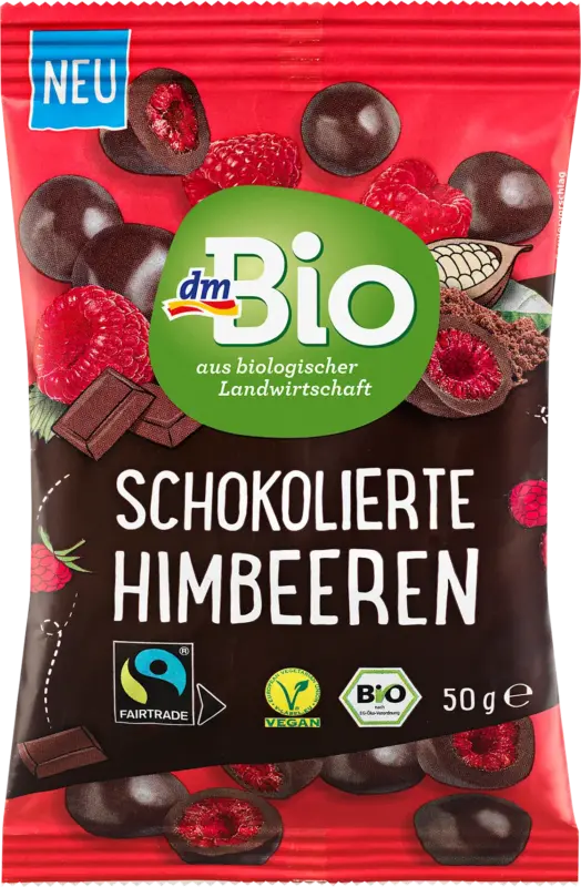 dmBio Schokolade schokolierte Himbeeren