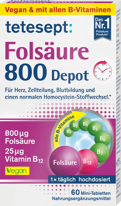 tetesept Fols&auml;ure 800 Depot Mini-Tabletten