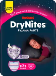 HUGGIES DryNites Pyjama Pants Teen (30-48 kg) rosa Jumbo Pack