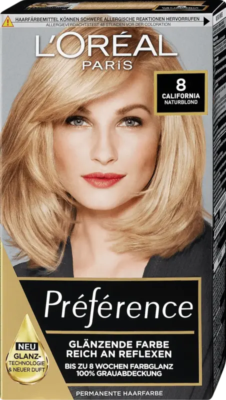 L'OR&Eacute;AL PARiS PR&Eacute;F&Eacute;RENCE Permanente Haarfarbe - Nr. 8 California Naturblond