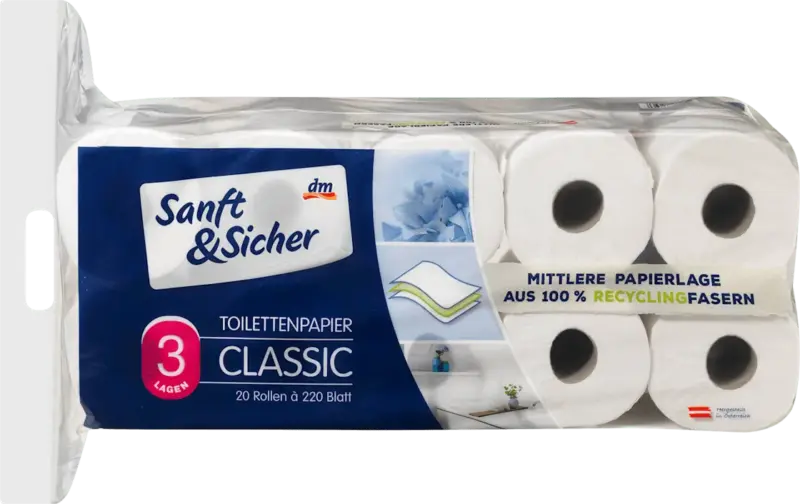 Sanft&Sicher Toilettenpapier Classic 3-lagig Mega Roll