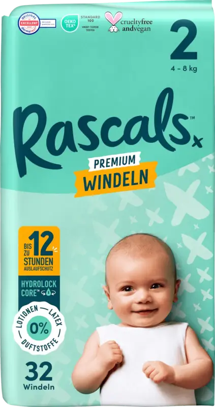 Rascals Windeln Premium Gr. 2 (4-8 kg)