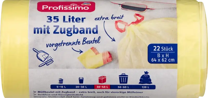 Profissimo M&uuml;llbeutel 35 l mit Zugband