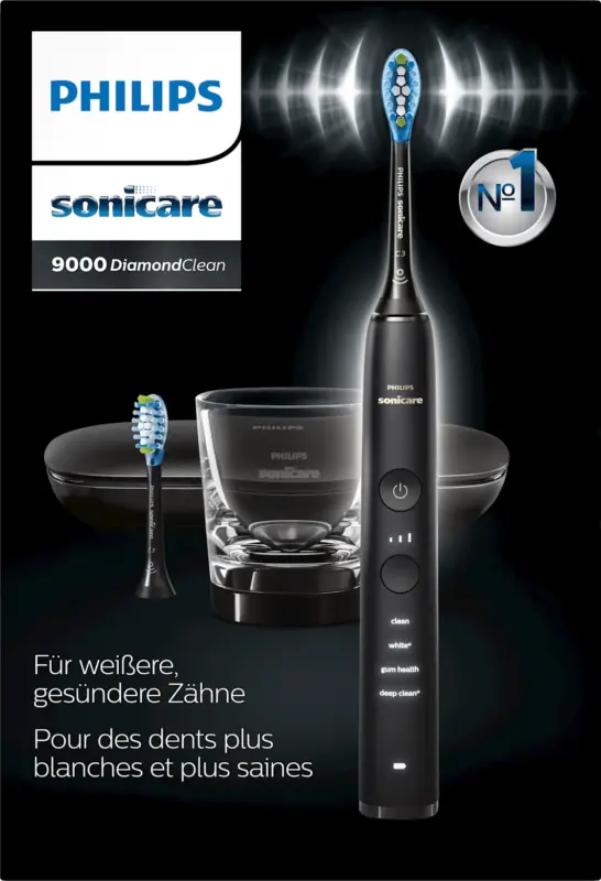 Philips Sonicare Elektrische Zahnb&uuml;rste Diamond Clean 9000 schwarz