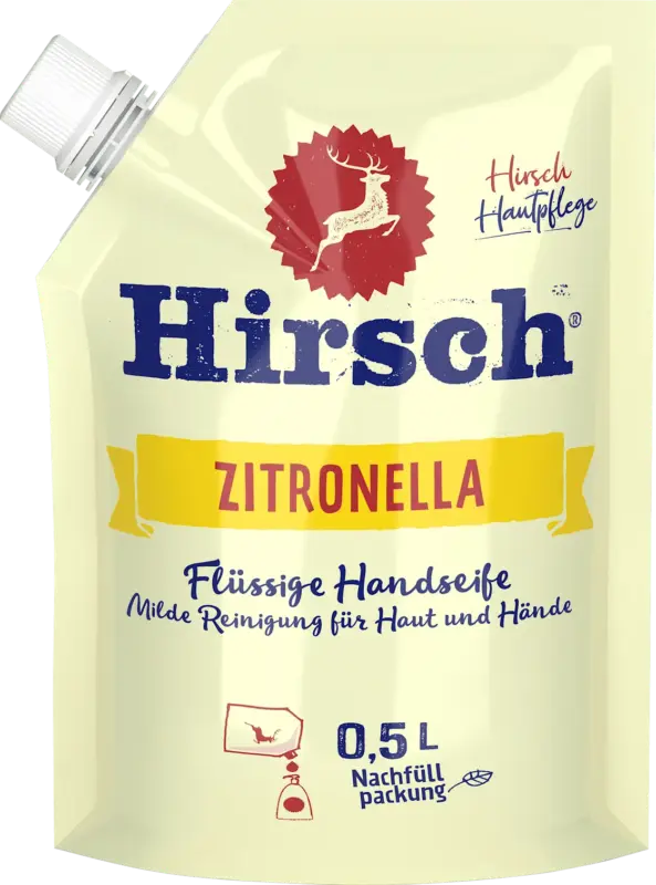 Hirsch Fl&uuml;ssigseife Zitronella Nachf&uuml;llbeutel