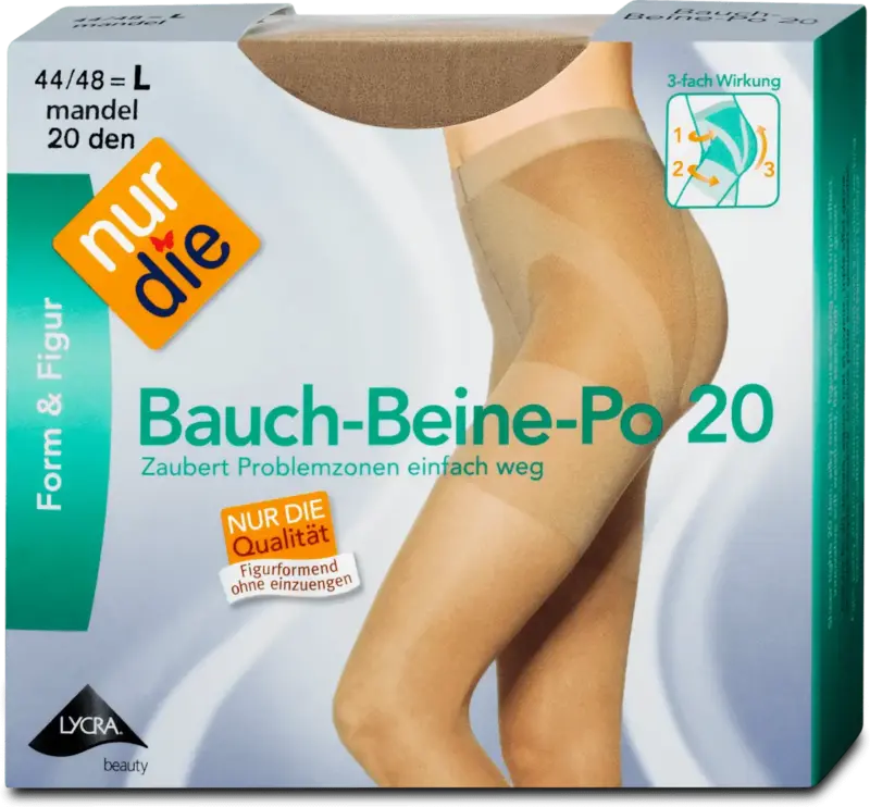 nur die Form & Figur Bauch-Beine-Po Strumpfhose mandel 20 DEN, Gr. 44/48