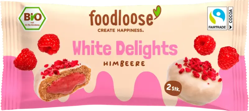foodloose Fruchtkugeln White Delights Himbeere