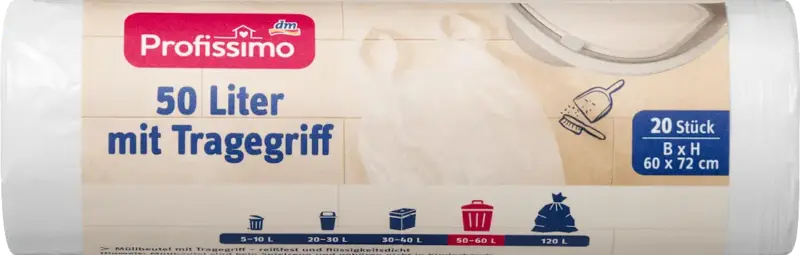 Profissimo M&uuml;llbeutel 50 l mit Tragegriff