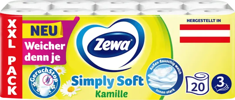 Zewa Toilettenpapier Simply Soft Kamille 3-lagig XXL-Pack