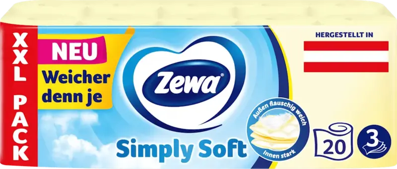Zewa Toilettenpapier gelb Simply Soft 3-lagig XXL-Pack