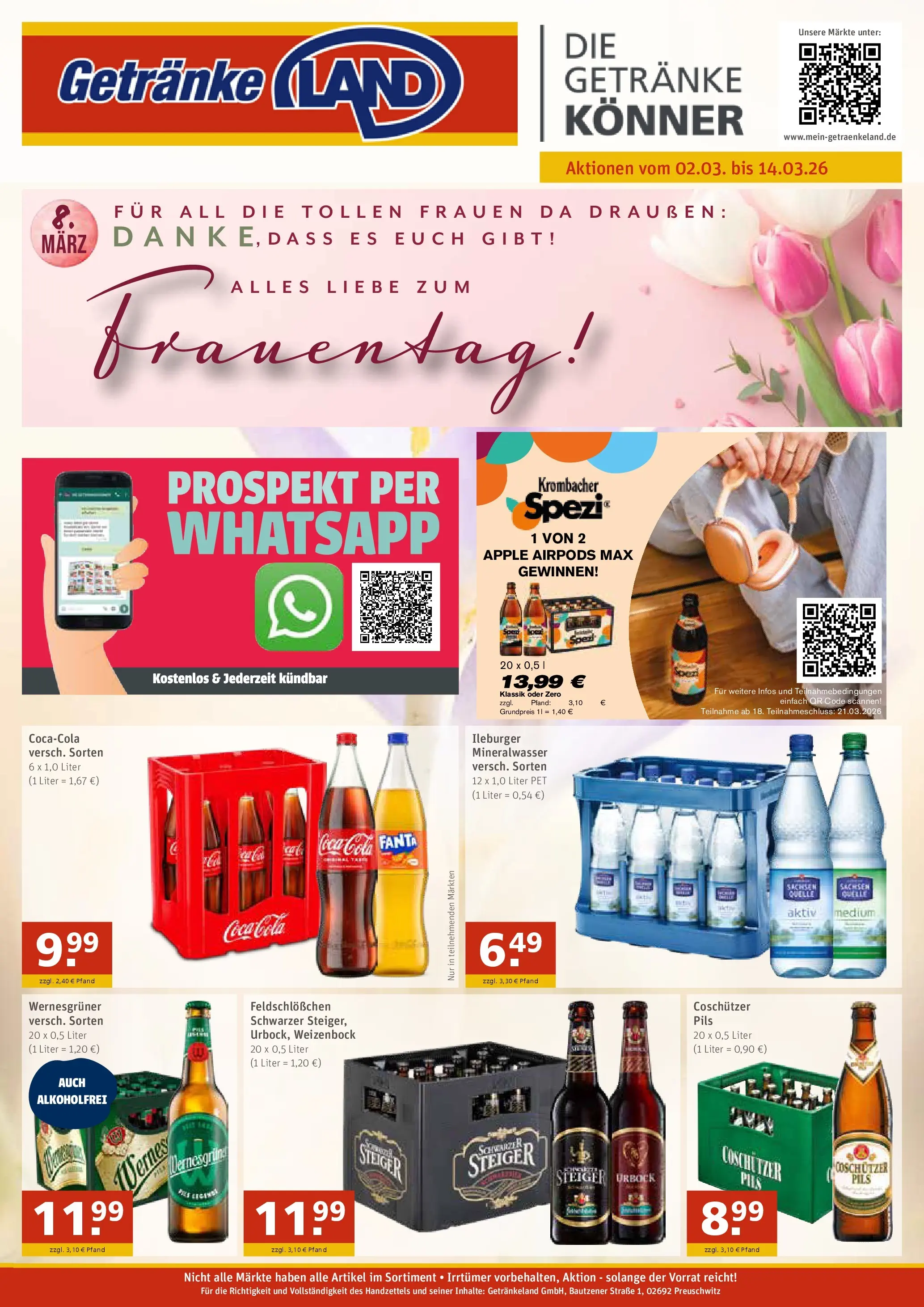 Angebote - GetränkeLand Mayer: Getränkeangebote (ab 01.03.2026) zum Blättern | Seite: 1 | Produkte: Fanta, Cola, Wernesgruner, Mineralwasser