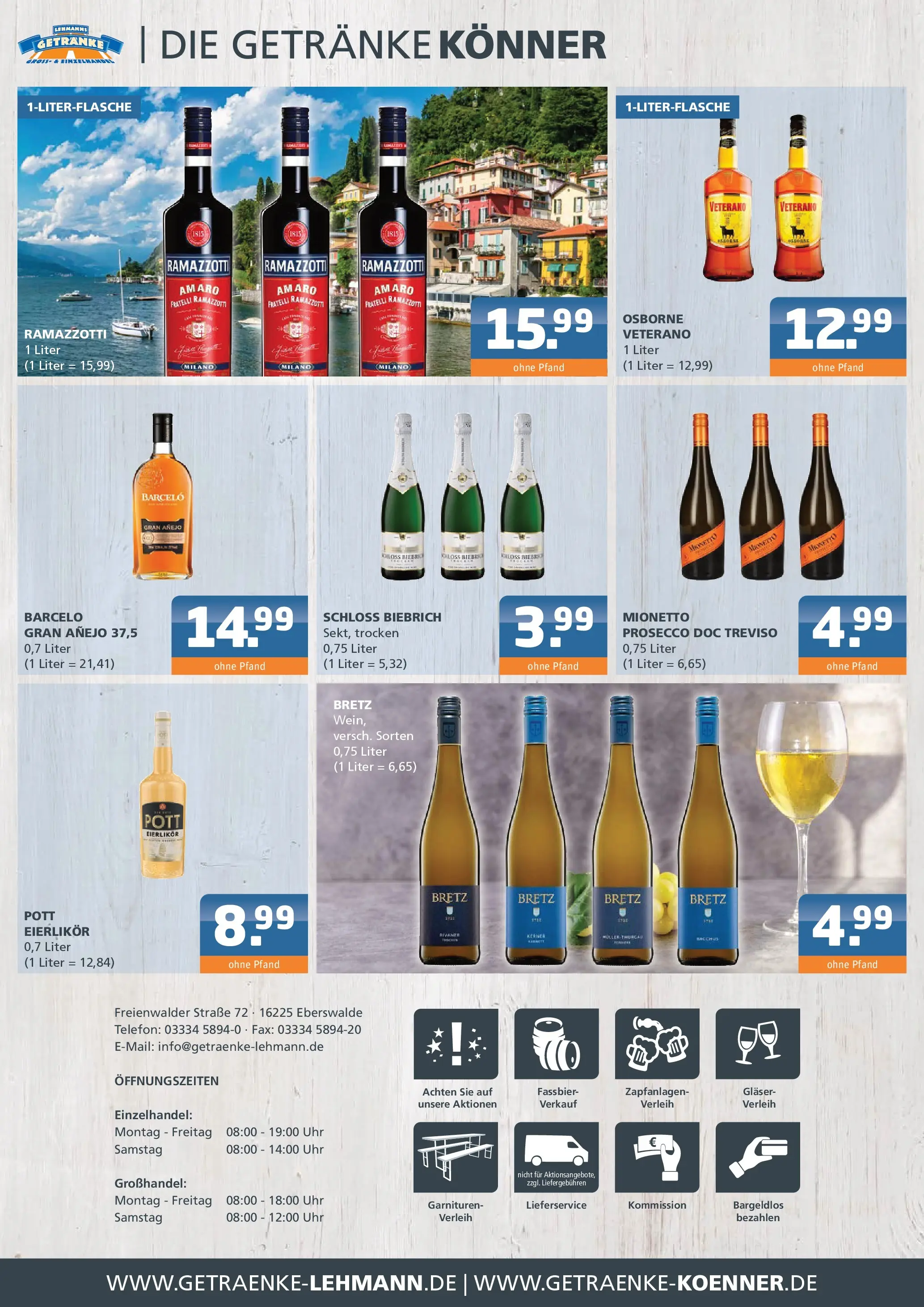 Angebote - Getränke Lehmann: Getränkeangebote (ab 01.03.2026) zum Blättern | Seite: 4 | Produkte: Osborne, Prosecco, Ramazzotti, Uhr