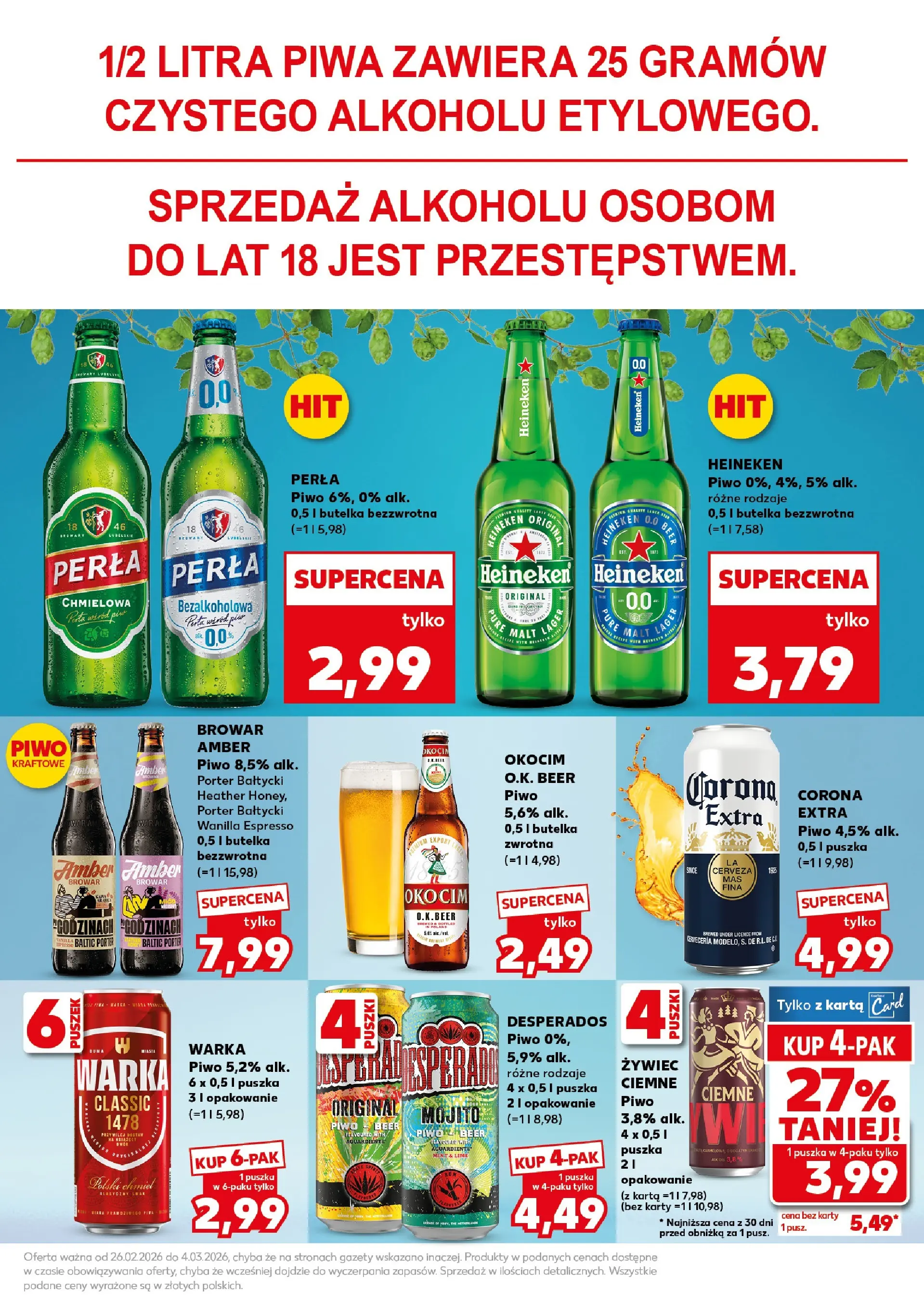 Kaufland gazetka - Super Sobota od 28.02.2026 - od jutra PDF | Strona: 25 | Produkty: Karta, Warka, Piwo, Heineken