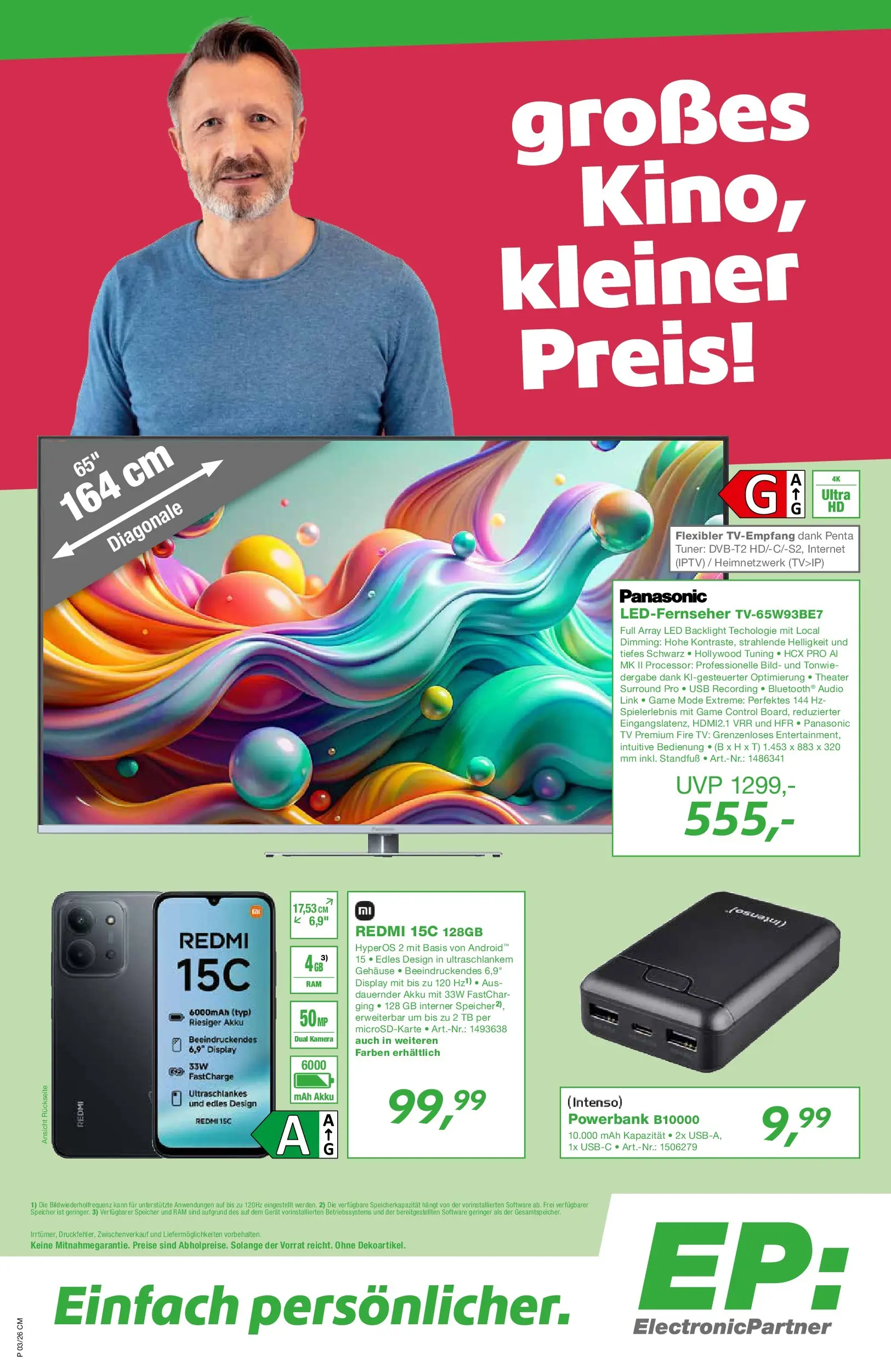 Angebote - EP:Werner 1070000 27.02.2026 (ab 26.02.2026) zum Blättern | Seite: 1 | Produkte: Kamera, Panasonic, TV, Audio
