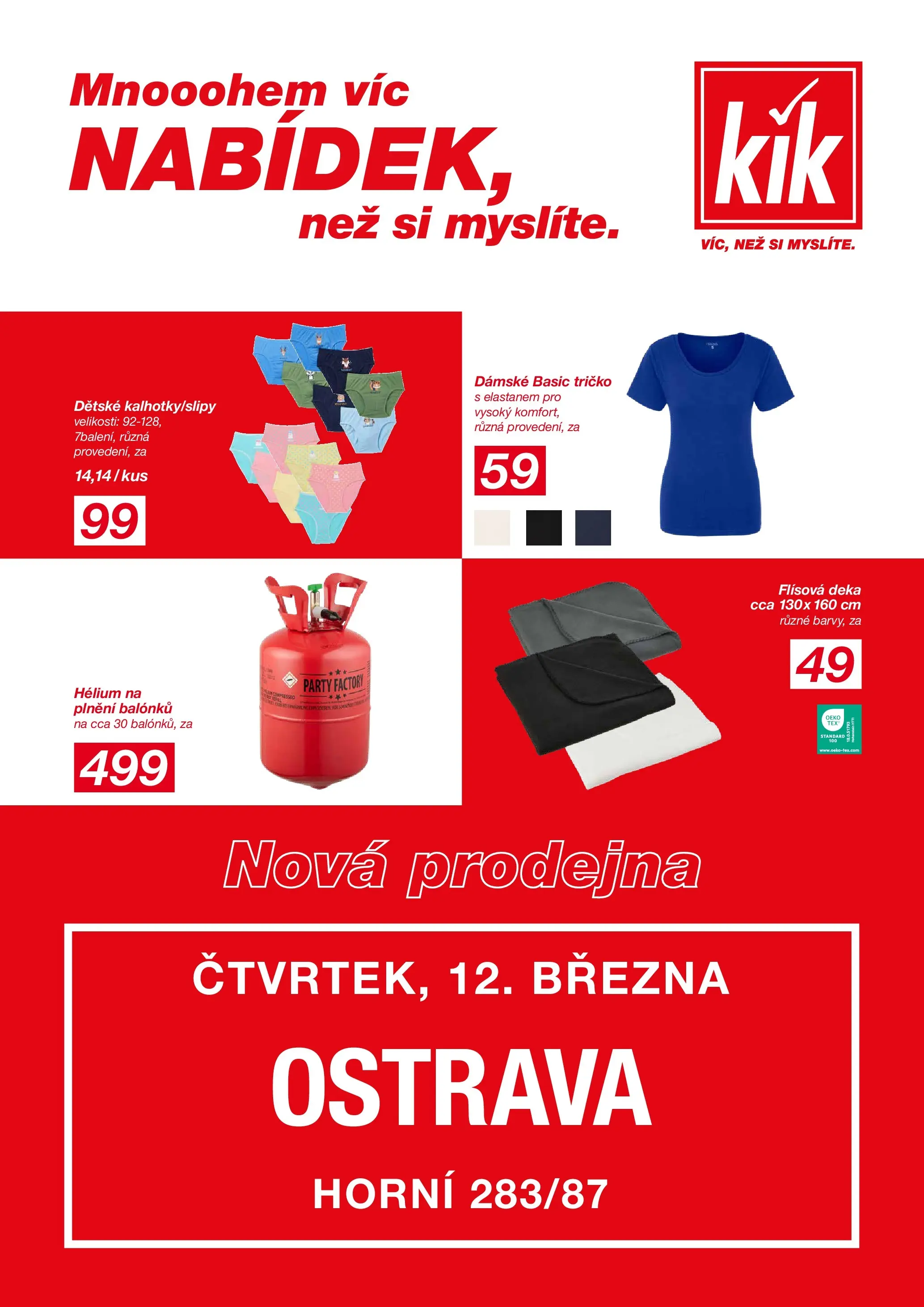 KIK leták 08.03.2026 - Leták příští týden | Strana: 1 | Produkty: Tričko, Deka