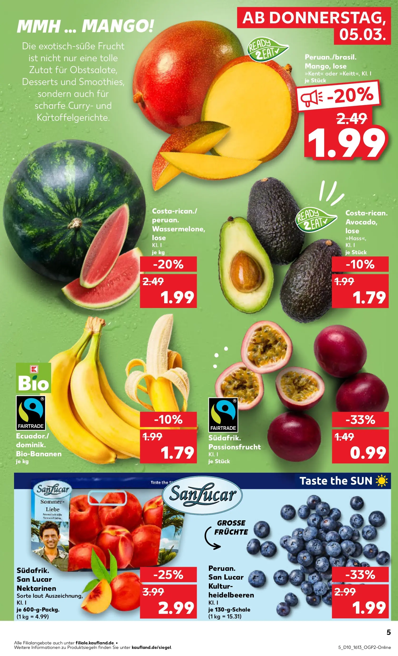 Prospekt Kaufland ab 02.03.2026 » Angebote Online zum Blättern | Seite: 17 | Produkte: Nektarinen, Heidelbeeren, Avocado, Mango