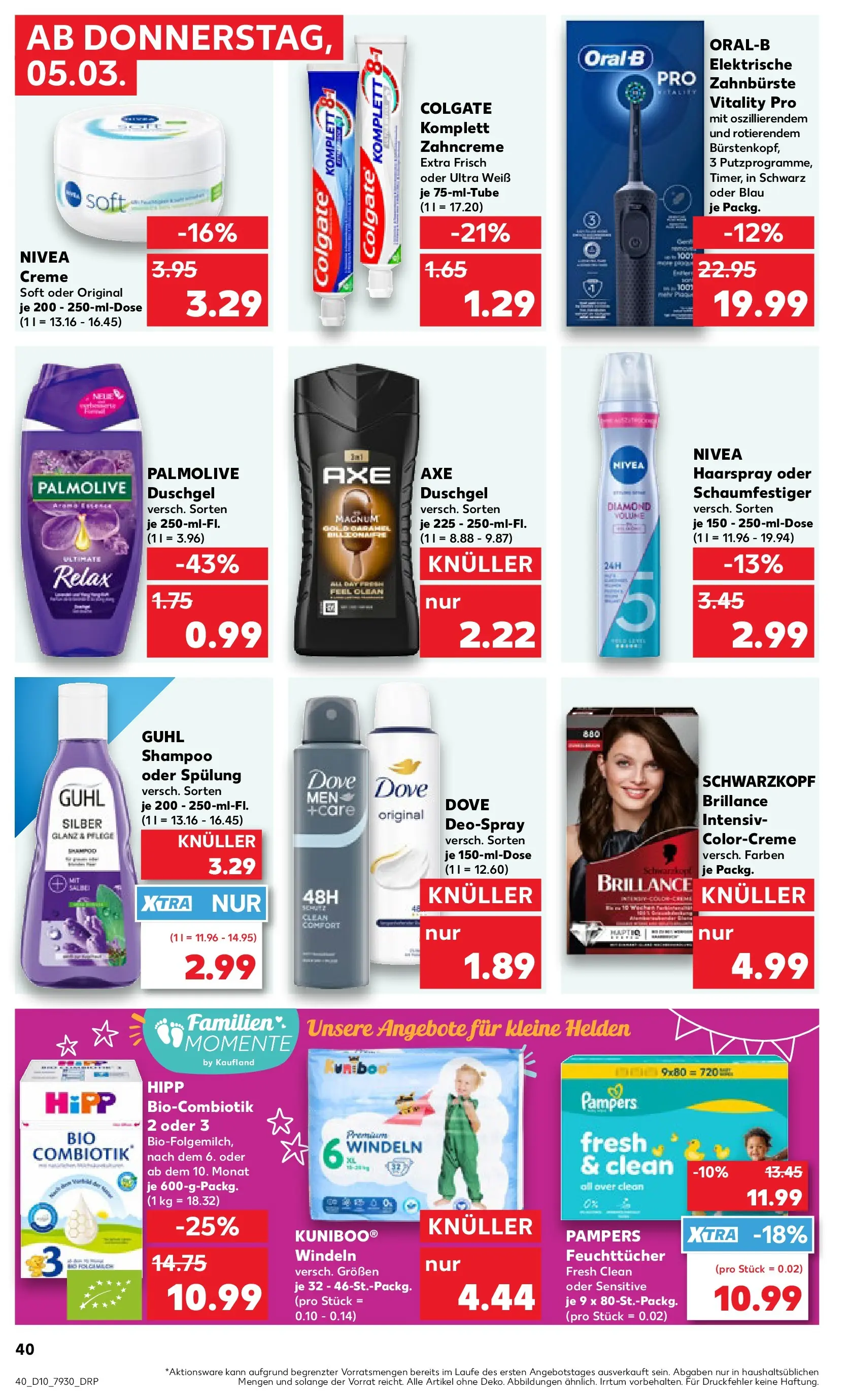 Prospekt Kaufland ab 02.03.2026 » Angebote Online zum Blättern | Seite: 52 | Produkte: Pampers, Spülung, Zahnbürste, Deospray