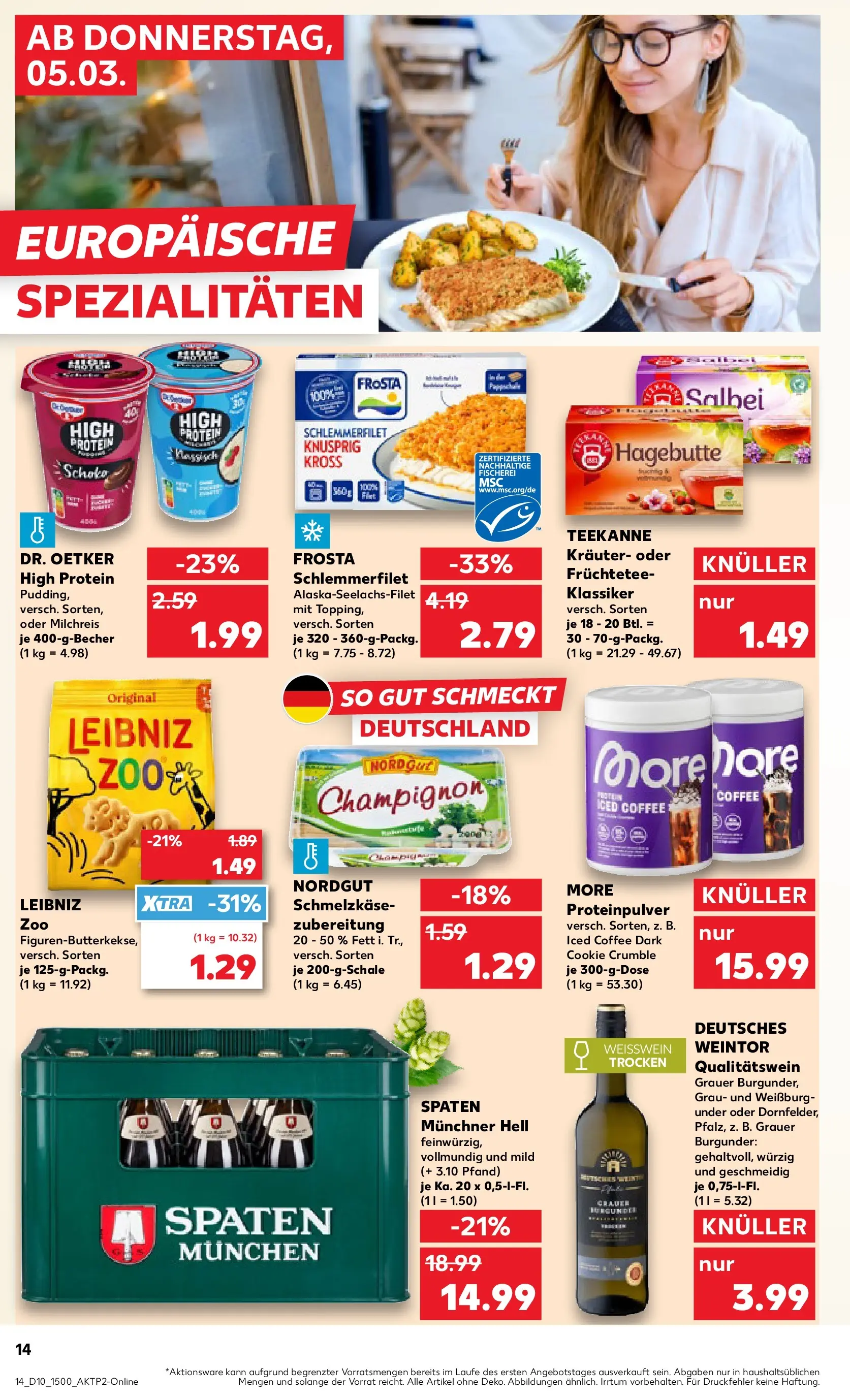 Prospekt Kaufland ab 02.03.2026 » Angebote Online zum Blättern | Seite: 34 | Produkte: Weißwein, Pudding, Frosta, Teekanne