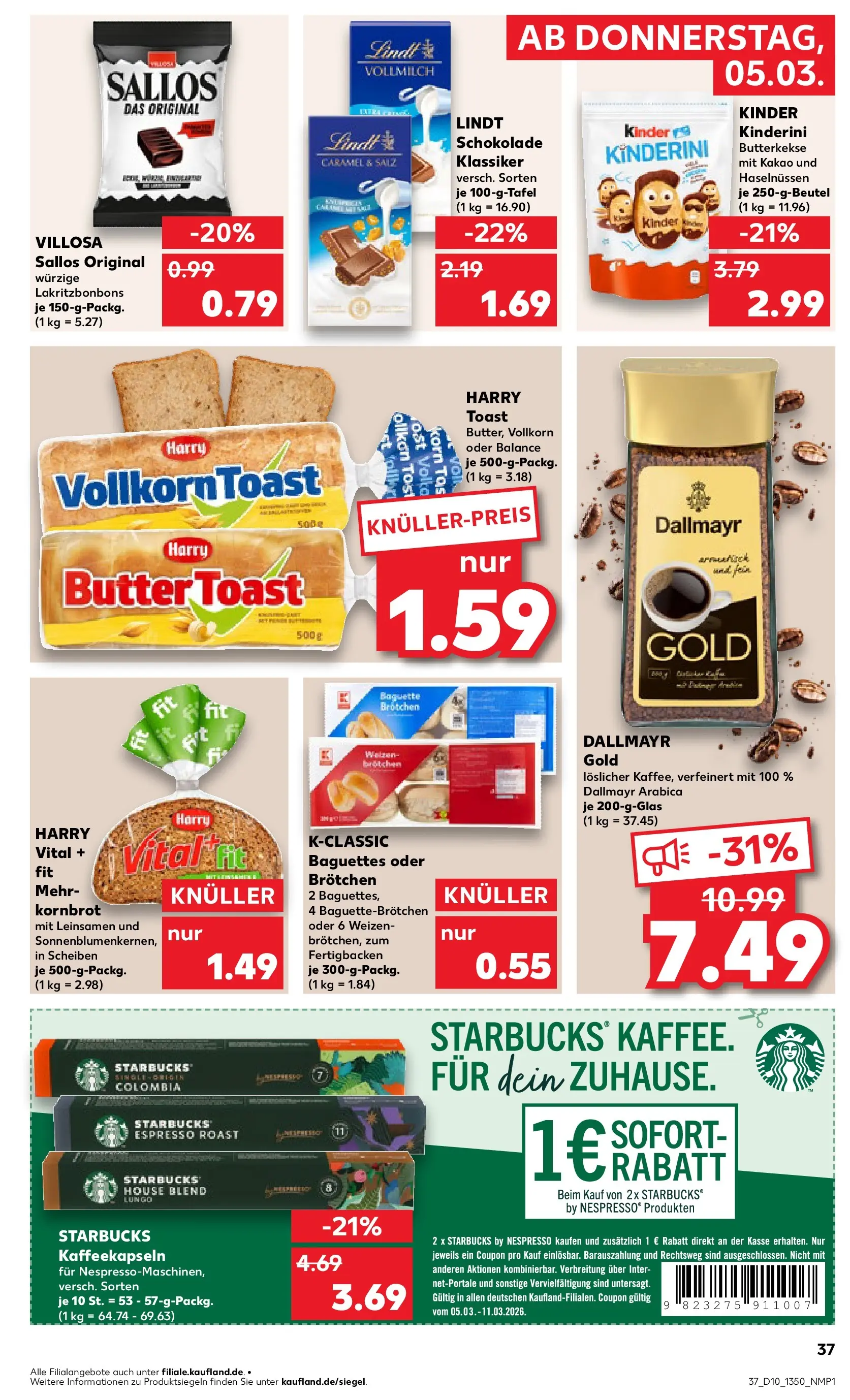 Prospekt Kaufland ab 02.03.2026 » Angebote Online zum Blättern | Seite: 49 | Produkte: Kinder schokolade, Butter, Starbucks, Salz
