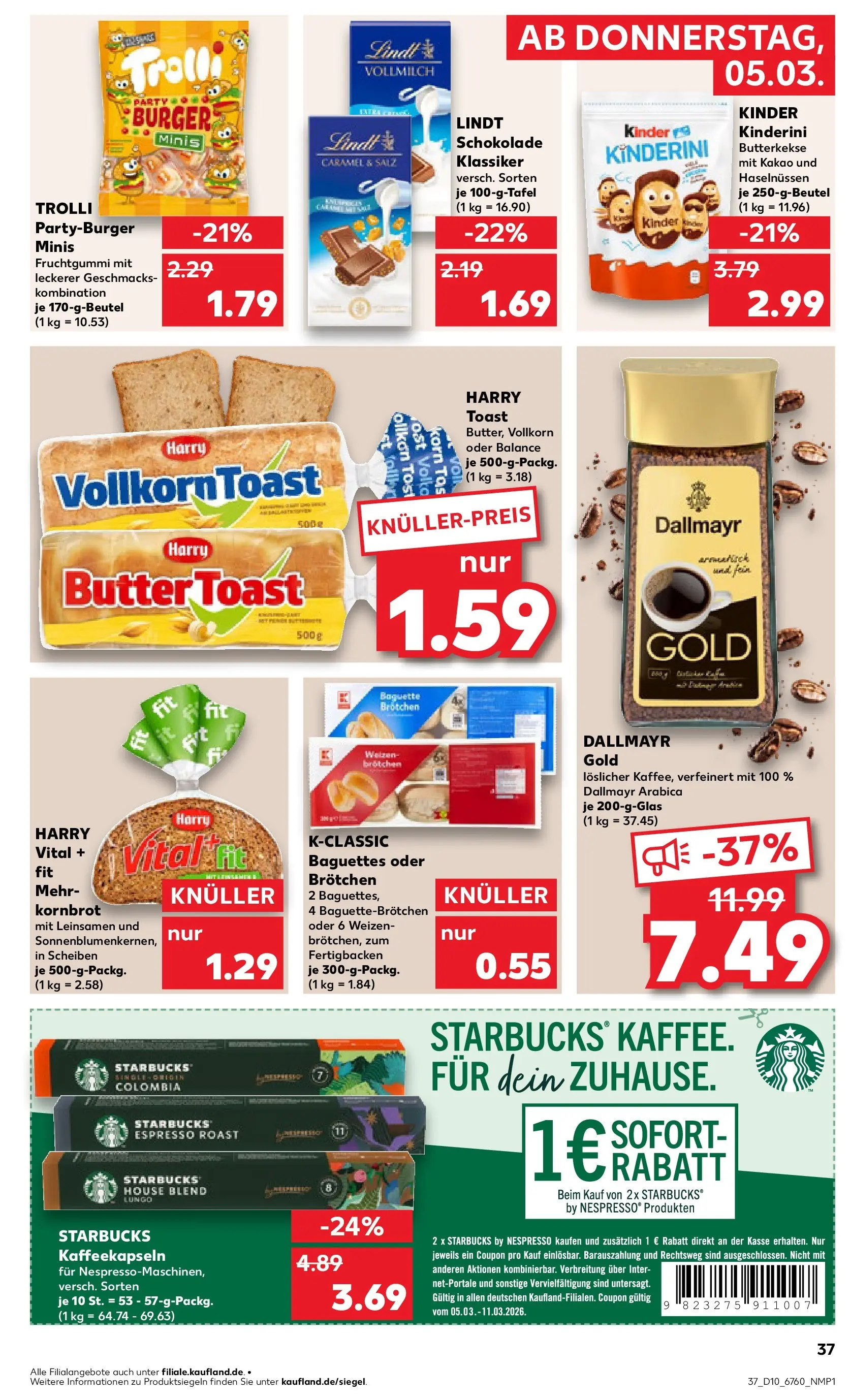 Prospekt Kaufland ab 02.03.2026 » Angebote Online zum Blättern | Seite: 49 | Produkte: Starbucks, Burger, Baguette, Salz
