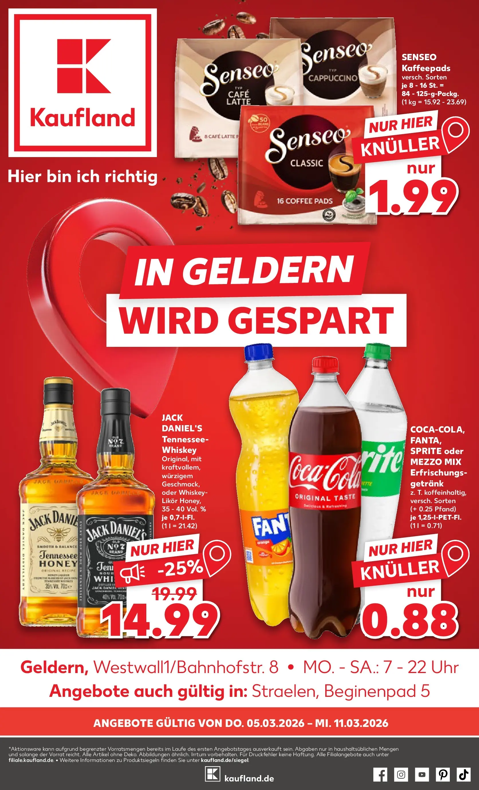 Prospekt Kaufland ab 05.03.2026 » Angebote Online zum Blättern | Seite: 1 | Produkte: Mezzo mix, Senseo kaffeepads, Whiskey, Uhr