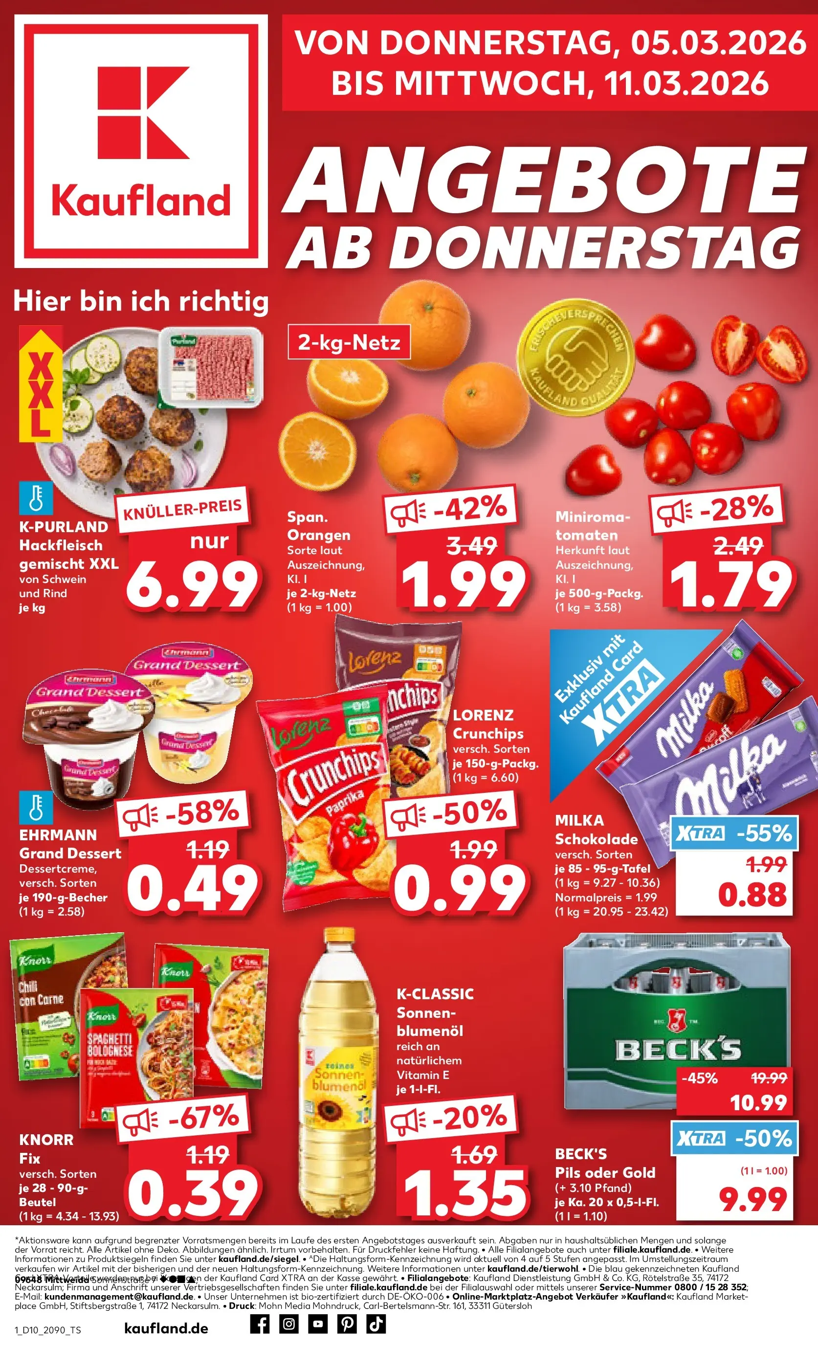 Prospekt Kaufland ab 05.03.2026 » Angebote Online zum Blättern | Seite: 1 | Produkte: Schokolade, Ehrmann grand dessert, Tomaten, Paprika