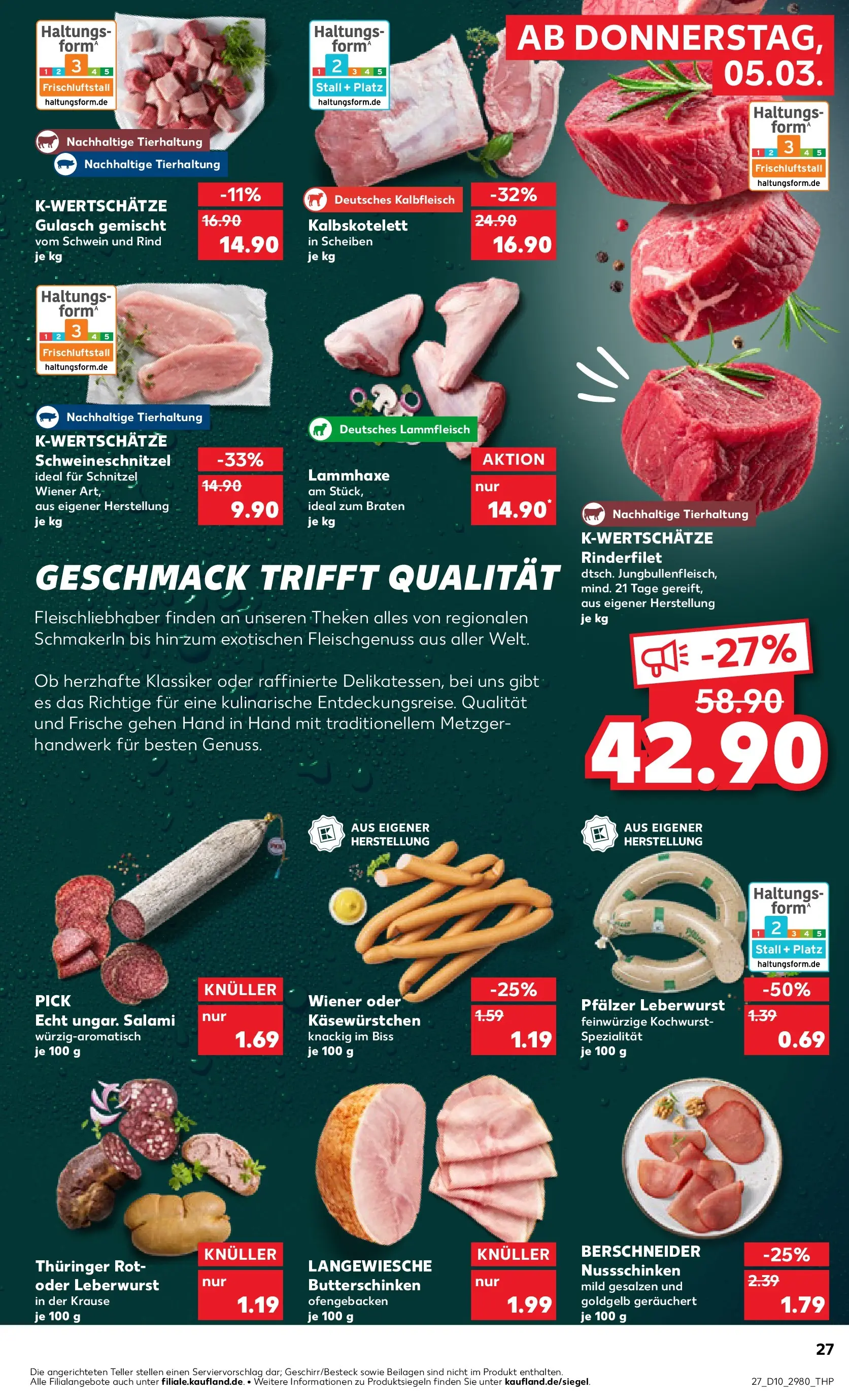 Prospekt Kaufland ab 02.03.2026 » Angebote Online zum Blättern | Seite: 39 | Produkte: Rinderfilet, Schnitzel, Gulasch, Salami