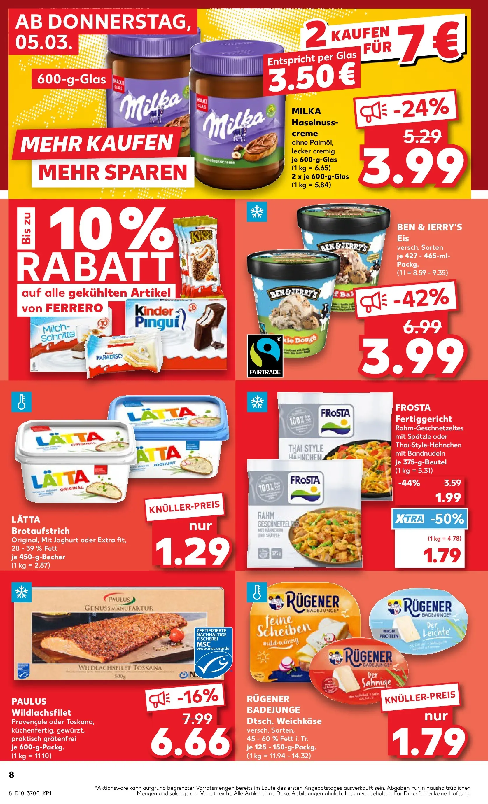 Prospekt Kaufland ab 05.03.2026 » Angebote Online zum Blättern | Seite: 8 | Produkte: Hahnchen, Frosta, Ben & Jerry's, Eis