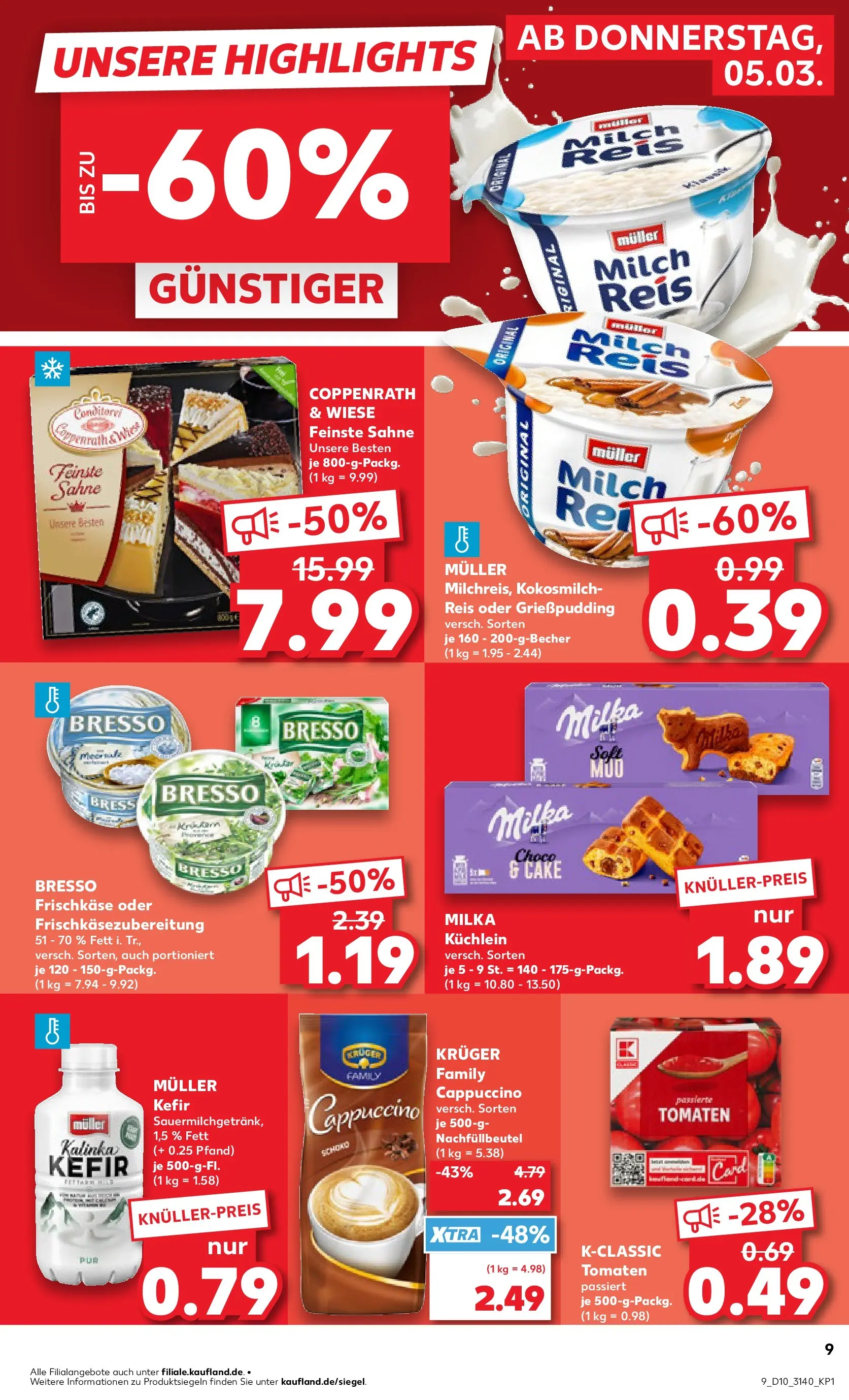 Prospekt Kaufland ab 02.03.2026 » Angebote Online zum Blättern | Seite: 21 | Produkte: Kefir, Tomaten, Milka, Frischkase